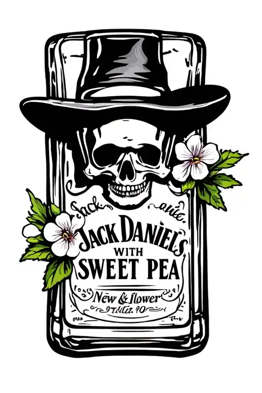 Jack Daniels With Sweet Pea Flower