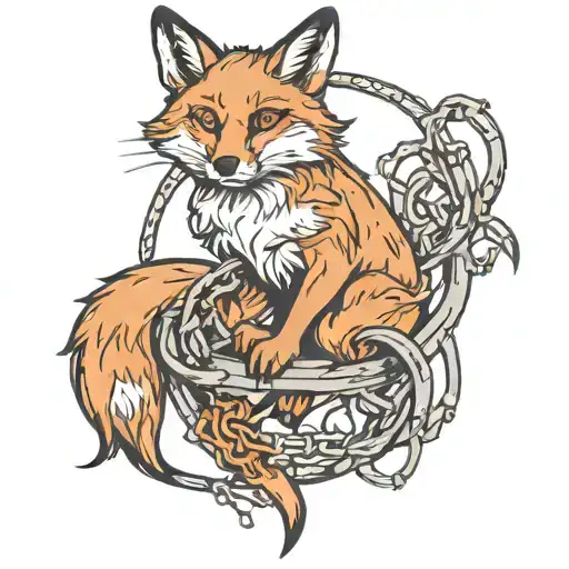 A Tattoo Design Of A Fox Breaking Free From Chains To Symbolize Defiance And Mental Health Awareness