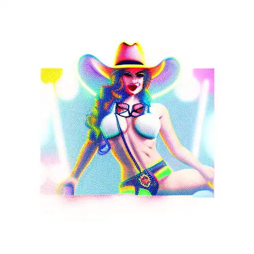 Neon Cowboy Pinup Girl