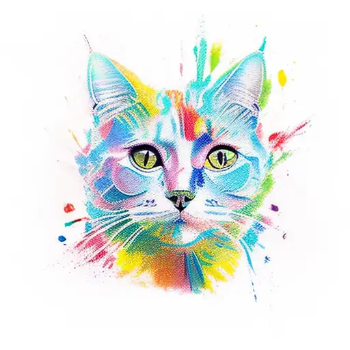 A Vibrant And Colorful Palette Of Paintbrushes And Paint Tubes Forming The Shape Of A Cat