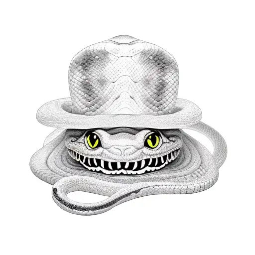 A Snake With A Hat And Cat Inside