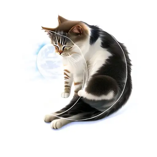 A Cat Sleeping On The Moon