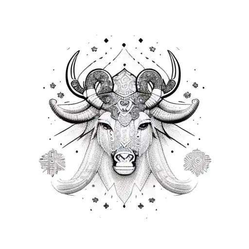 Combine Henna Motifs With A Sketch-style Tattoo Representing The Taurus-aries Cusp