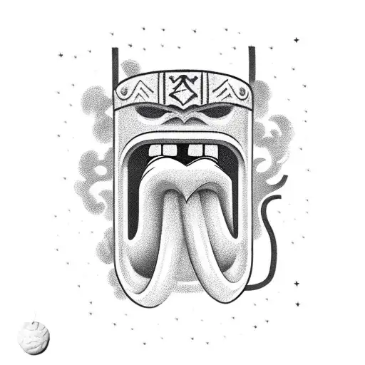 Evil Tiki Mask With A Cigarette In My Mouth