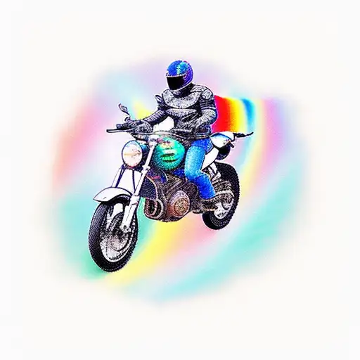 Motorcycle On The Edge Of A Rainbow