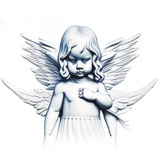 Angel Made Of Porcelain With Cracks