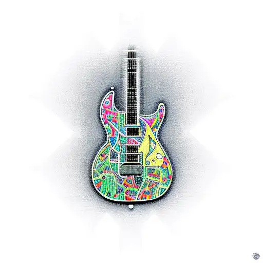 A Guitar Made Of Circuit Boards With Musical Notes Flowing Out Of It