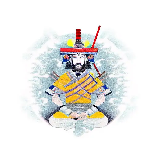 Samurai Meditation Near Open Fire