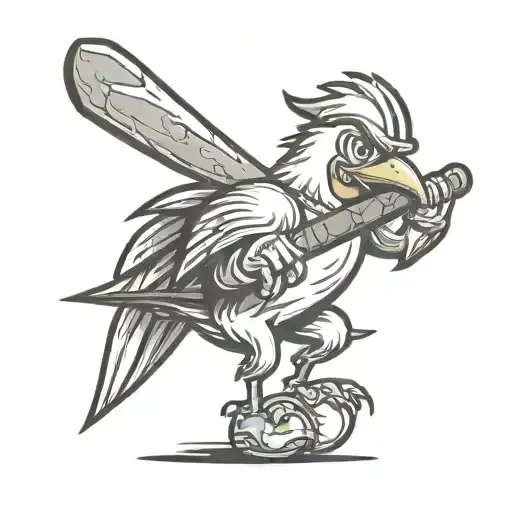 Chicken With A Baseball Bat Flying