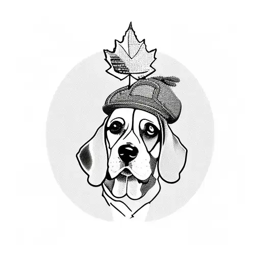 Beagle Dog And Include Maple Leaf