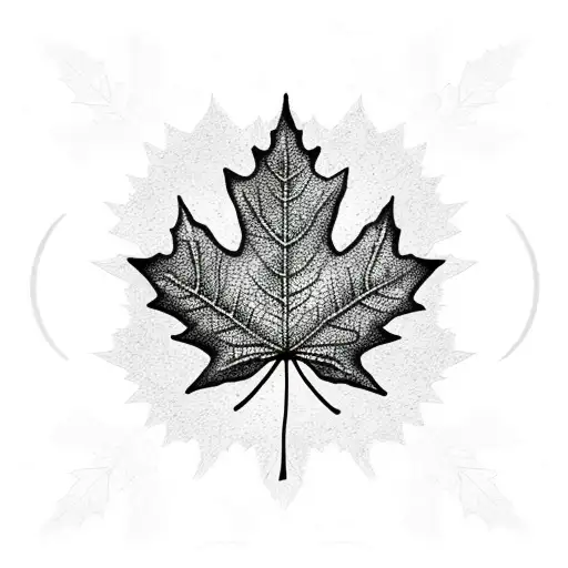 Sugar Maple Leaf In Autumn With Wolf Outline In The Middle In Arrows In The Background