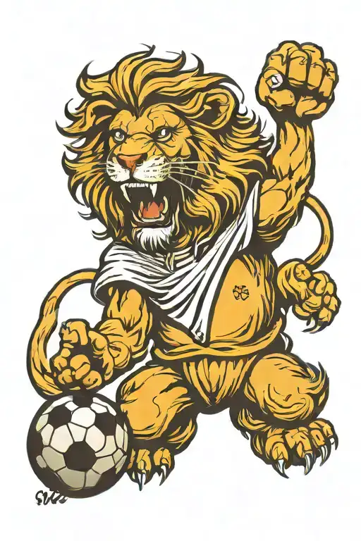 Old English Lion With A Soccer Ball