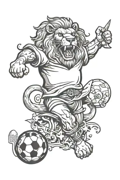 Old English Lion Winning A Soccer Trophy