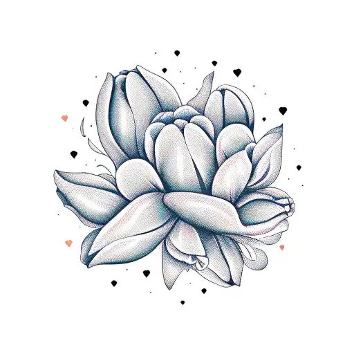 A Beautiful Tulip Bouquet Surrounded By Delicate Tribal Patterns Symbolizing Love And Family