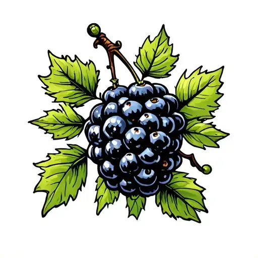 Simple Blackberry And Vine Circular Tattoo Design