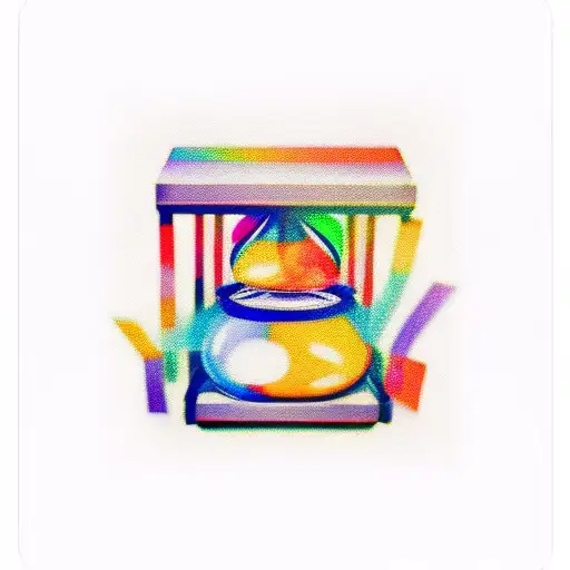 Hourglass With A Burning Polaroid Inside The Top Half