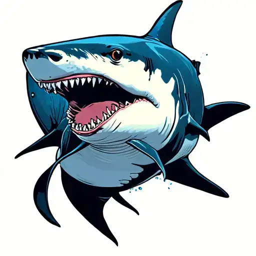 Oceanic White Tip Shark And Manta Ray