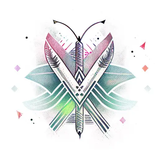 Arrow With Feather And Geometric Designs