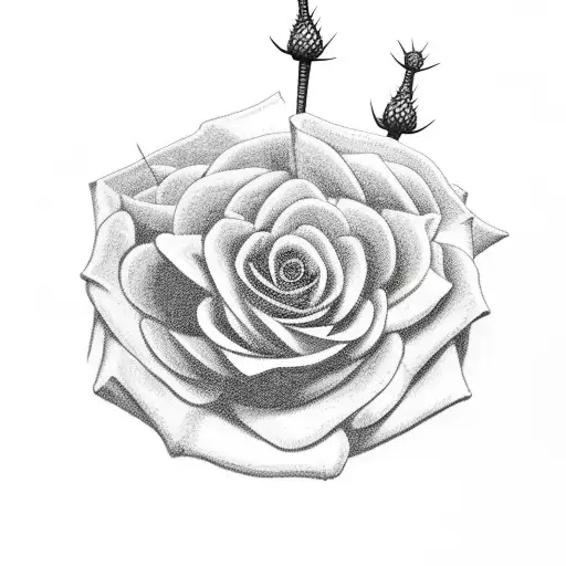 A Thorny Rose Emerging From A Skull