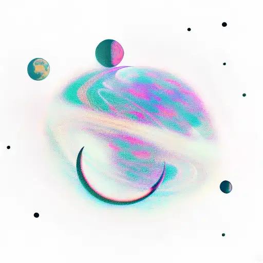 A Crescent Moon And Saturn Orbiting Each Other