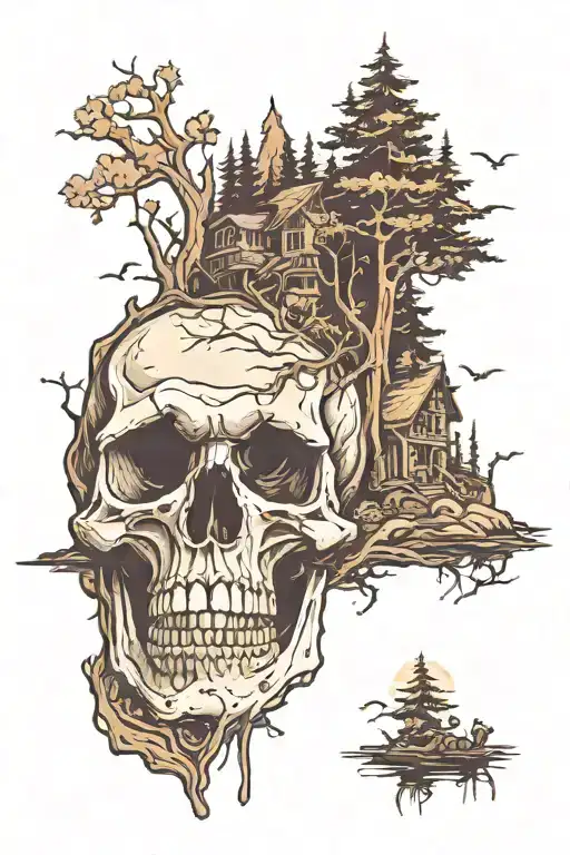 Skull Forest Landscape In Background