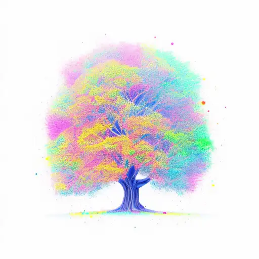 A Majestic Tree With Vibrant And Surreal Colors