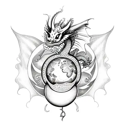 Dragon Holding An Orb That Has A Butterfly In It
