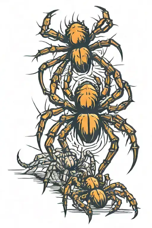 Brown Spider Yellow Spider Orange Spider