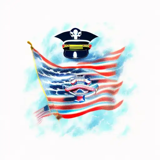 Navy Airplane American Flag Feminine