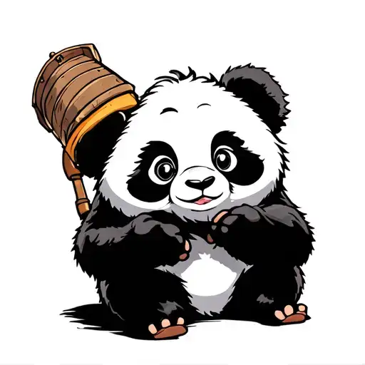 Drunken Panda Sitting On Hold Bars