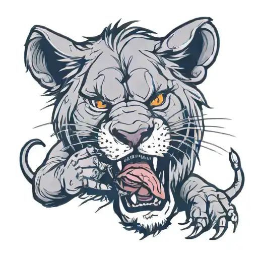 Lion Eating Its Prey