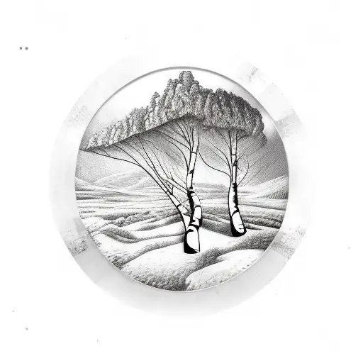 Birch Tree And Two Musket Guns Inside A Black Frame