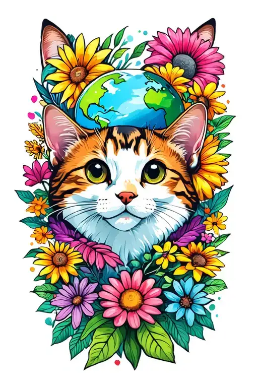 Pets Save The Planet Love Peace Traveling Happiness Flowers Nature Family Colorful On Arm
