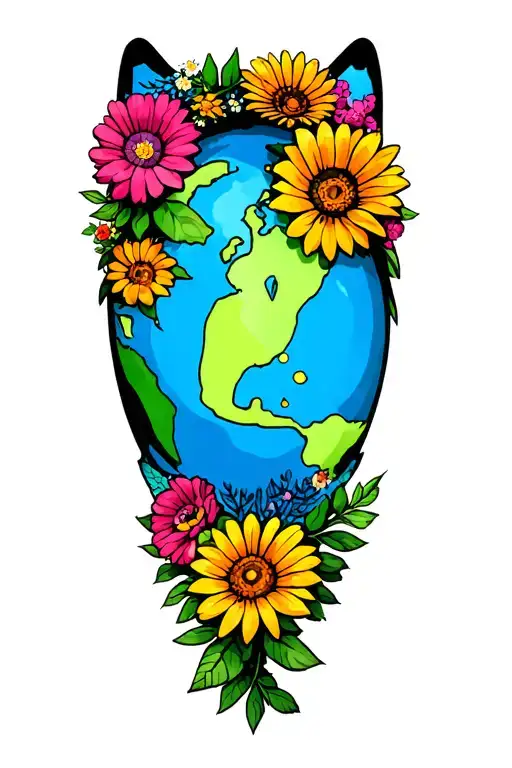 Pets Save The Planet Love Peace Traveling Happiness Flowers Nature Family Colorful On Arm
