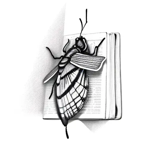 A Black And Grey Moth Emerging From An Ancient Book