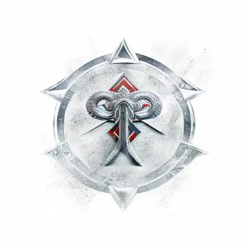 God Of War Omega Symbol With The Silhouette Of The Blades Of Chaos And The Leviathan Axe Inside It