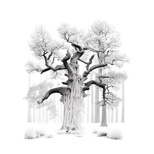 Vintage Wood Level With Oak Tree Growing Out Of It