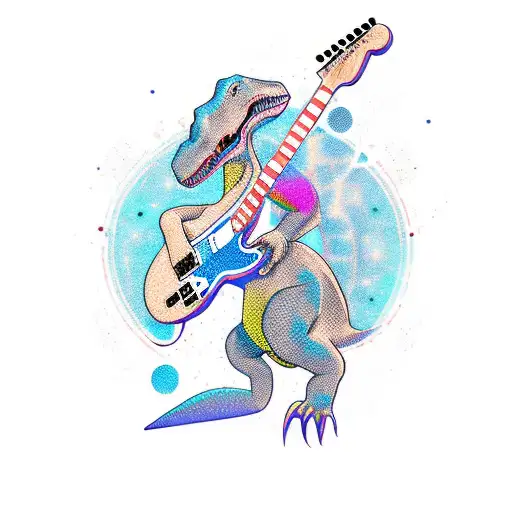 Dinosaur Playing Electric Guitar