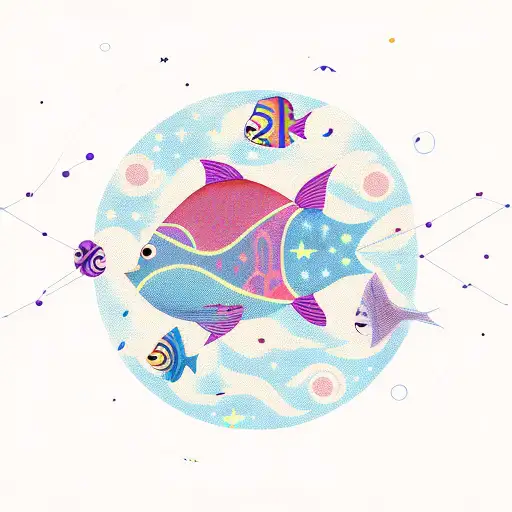 A Constellation Of A Fish Swimming Through The Night Sky