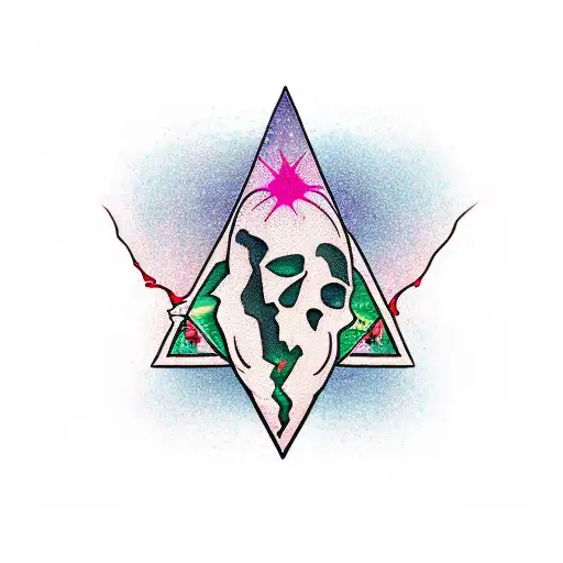 Hourglass With Bleeding Heart Inside The Top Half And Pyramid In Bottom