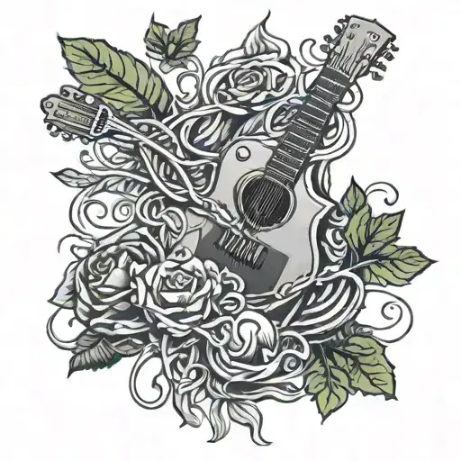 Guitar And Microphone Intertwined With Vines