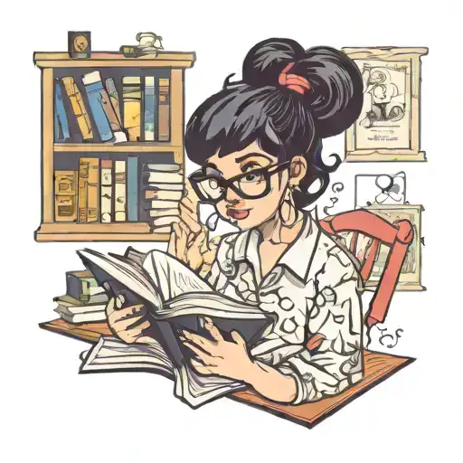 Nerdy Girl With Black Hair And Gaged Earrings Reading A Book