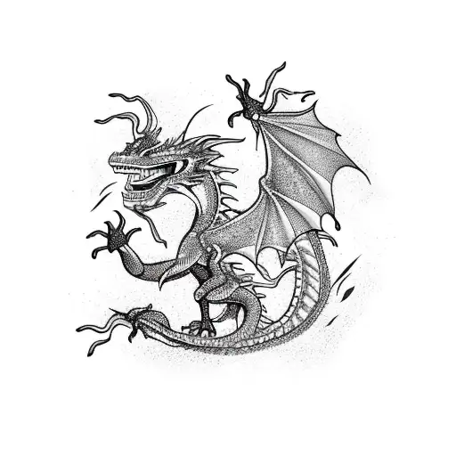 A Dancing Dragon Surrounded By Vibrant Graffiti