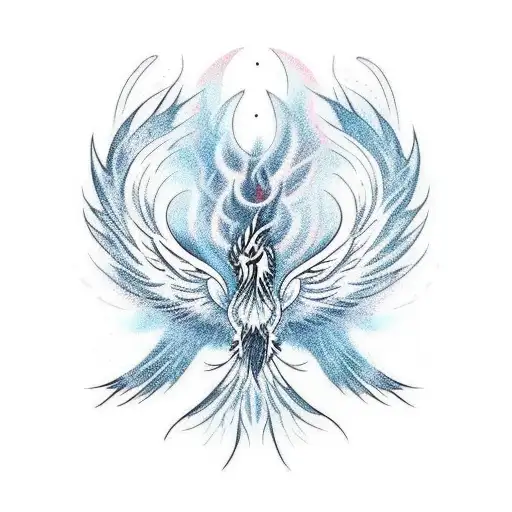 A Minimalist Tattoo Of A Gothic Phoenix Rising From Ashes