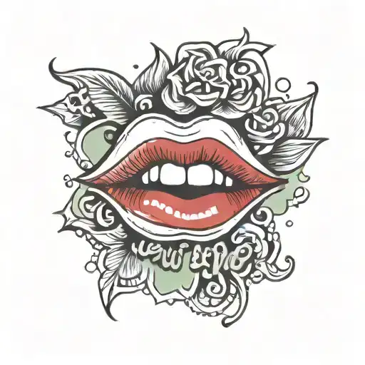 Red Lips With The Phrase True Love