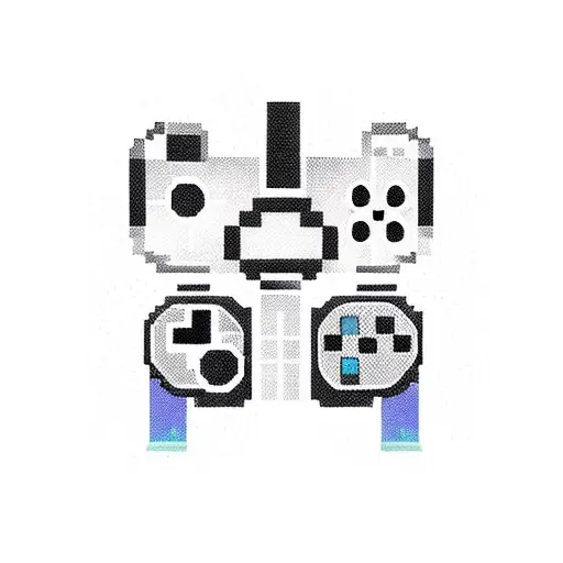 A New-school Tattoo Of A Pixelated Gaming Controller Merging With A Sensual Silhouette Of A Woman