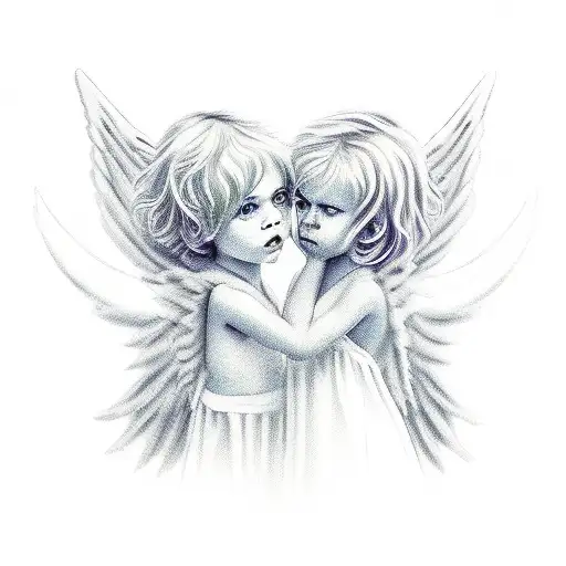 Angel And Demon Touching