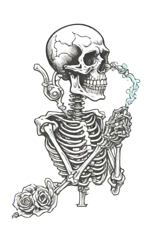 Skeleton Finger Smoking Cigarette