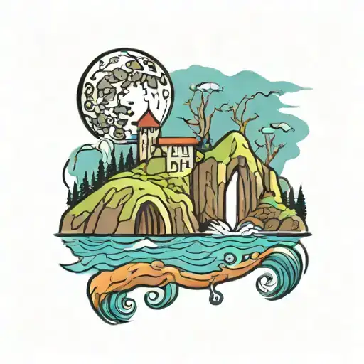 Moon Rising In Front Of The Water