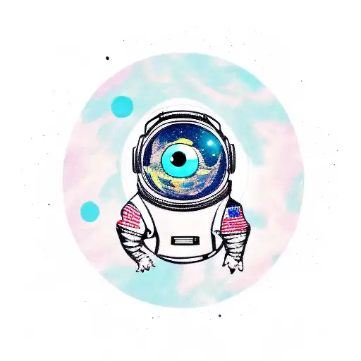 An Astronaut Owl Floating In Space With A Planet As Its Eye